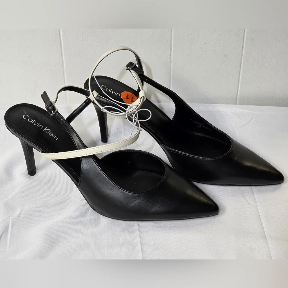 Calvin Klein Ginelly Black and Cream Women's Dress Heels Womens Size 11 New